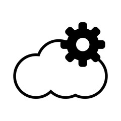 Cloud with Gear Line Icon. Cloud Settings and Management Concept