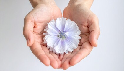 手のひらに乗せた花