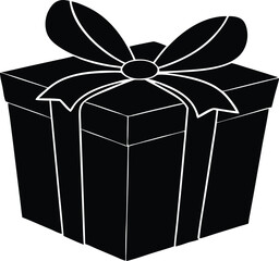  gift box with bow design, holiday package silhouette