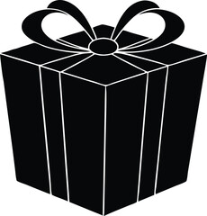  gift box with bow illustration, birthday surprise symbol  