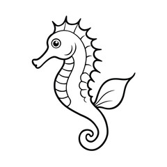 Charming hand drawn outline of a seahorse for coloring and illustration