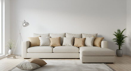 Modern Living Room Interior with Comfortable Sofa and Natural Light ambiance