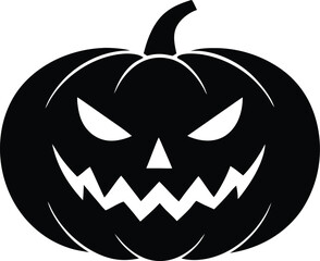 pumpkin silhouette symbol, spooky holiday vector