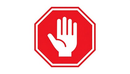 Obraz premium Red octagon stop sign with white hand