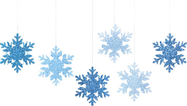 Cheerful hanging blue snowflake ornament decoration for festive winter celebration