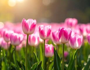 Fototapeta premium Pink tulips in sunlight