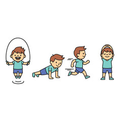 Cartoon Vector Illustration of Children Playing Outdoors in the Park