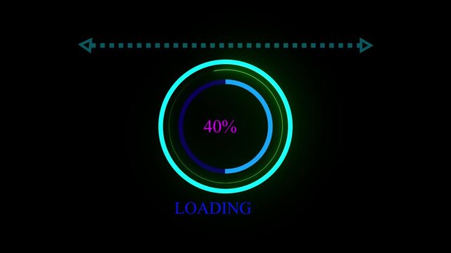 Colorful circle loading bar animation . wk video black background .