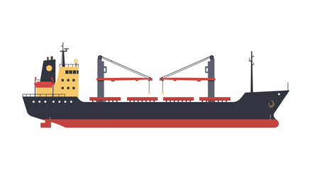 Obraz premium Stylized cargo ship illustration with red hull and dark superstructure silhouette