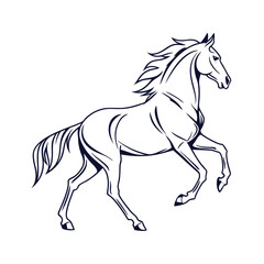 Dynamic line drawing of a majestic horse in full gallop