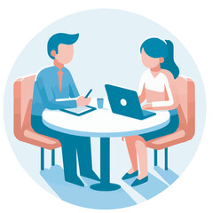 Flat design meeting and teamwork icon set including brainstorming, discussion, presentation, collaboration, and business agreement