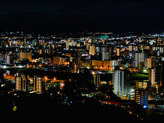 Obraz premium Night city skyline with lights | 夜のスカイラインと街明かり