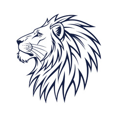 Fototapeta premium Majestic lion head silhouette with flowing mane in profile