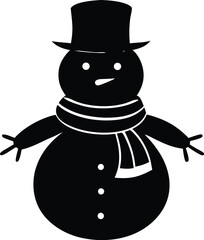 scarf snowman illustration, cold season icon 