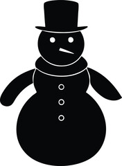 snowman silhouette symbol, festive holiday vector