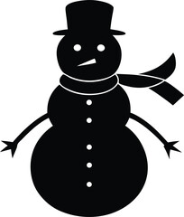 snowman with scarf vector illustration, winter icon