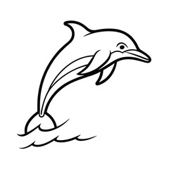 Simple line drawing of a dolphin leaping out of water