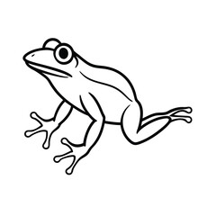 Simple line drawing of a frog in a dynamic pose ready to leap