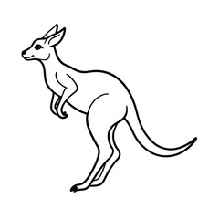 Simple line drawing of a kangaroo in a dynamic posing stance