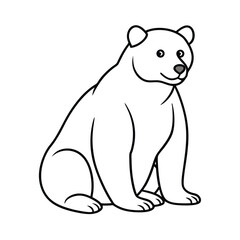 Simple line drawing of a sitting polar bear facing right