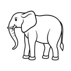 Simple line drawing of an african elephant standing profile view