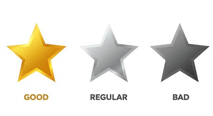 Obraz premium Rating system gold silver and gray stars representing performance levels
