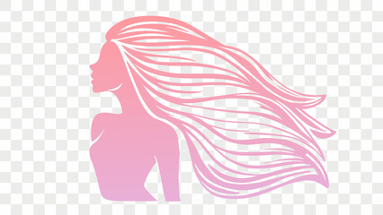 Stunning silhouette of a woman with flowing hair, perfect for beauty salon branding, spa promotions, or elegant feminine designs, a symbol of beauty and grace