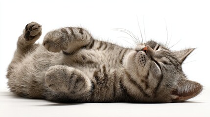 Obraz premium Contented British Cat Relaxing in Isolation with a Playful Twist