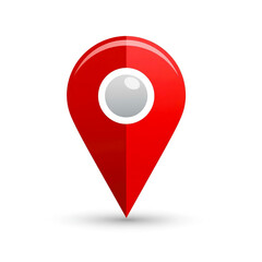 Vibrant Red 3D Location Marker Icon with White Center, Represent