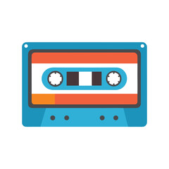 Naklejka premium Vintage Cassette Tape With Orange and White Label audio