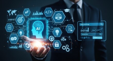 Centralized Artificial Intelligence and Digital Solutions - Photorealistic Interface Showing Innovation Technology