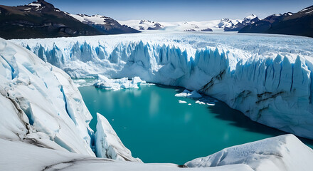 Aerial view of perito moreno glacier with turquoise water and snow covered mountains in argentina ai generated