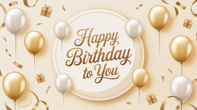 A luxurious birthday greeting card design with a large white circular frame containing gold text Happy Birthday To You in elegant cursive script. (4)_traced