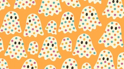 Colorful polka dot ghost pattern wallpaper for desktop