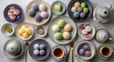 Assorted Mochi Treats on Plates