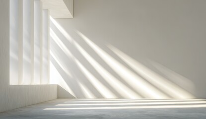 Obraz premium Sunlight streams into a bright, minimalist space