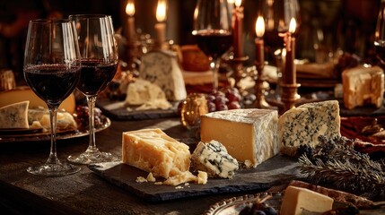 Fototapeta premium A lavish cheese and wine tasting