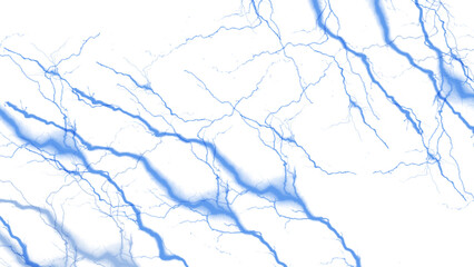 Abstract blue lightning strikes on a dark background isolated on transparent background