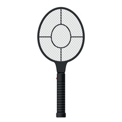 Illustration of an electric fly swatter, isolated on white background, for indoor and outdoor pest control.