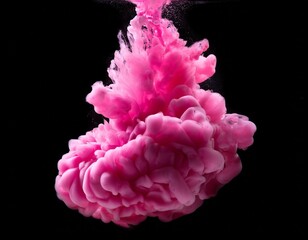 Obraz premium dramatic pink ink cloud in water on black background
