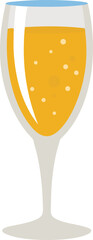 realistic sparkling wine glass toast icon.