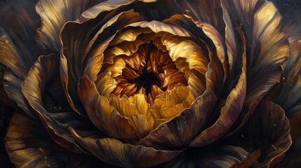 Fototapeta premium Painting of luxurious flowers with gold accents