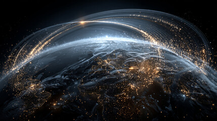 Obraz premium Earth from Space with Global Data Streams