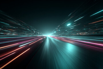 Futuristic Highway with Speeding Light Trails