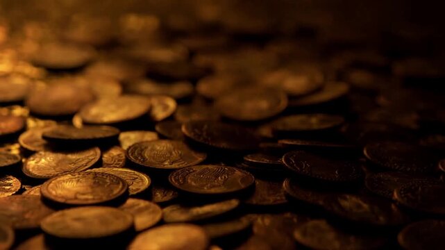 American gold coin treasure hoard of the rare USA dollar bullion currency coinage used in the late 19th century as America money, stock photo image