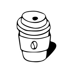 simple hand-drawn doodle of travel coffee mug
