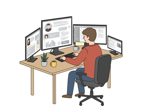 Remote work productivity home office digital workspace modern environment side view efficiency tips