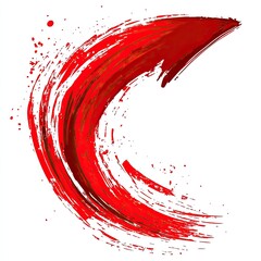 Red, dynamic brushstroke, abstract C shape