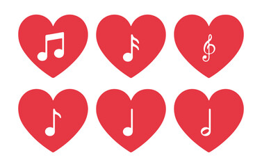 Heart Icons with Musical Symbols — Romantic Music Notes for Emotional Branding, Sound UI, and Artistic Expression