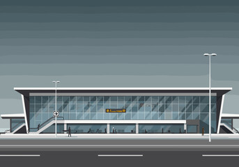 Obraz premium Airport terminal design showcase urban landscape digital modern architecture daytime minimalist aesthetic